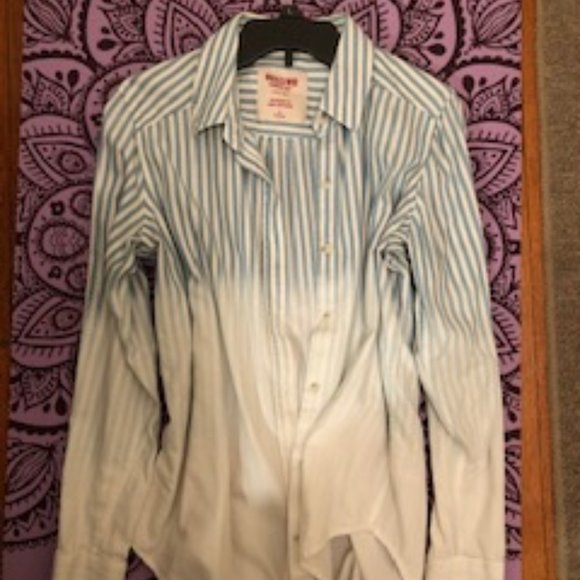 Mossimo Supply Co. Tops - Mossimo Light Blue and White Striped Boyfriend Button Down